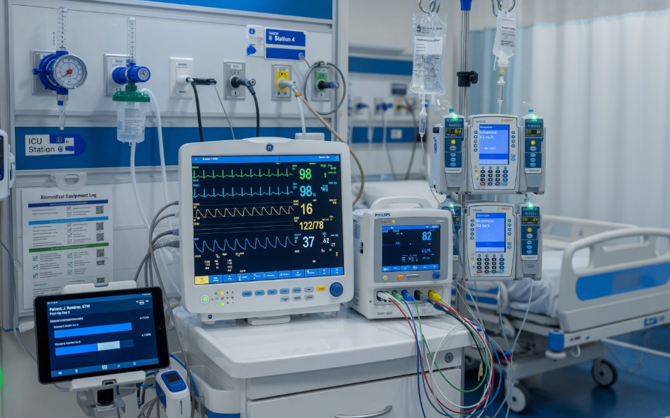 Hospital equipment supported by biomedical accessories supplied across Mumbai and Maharashtra